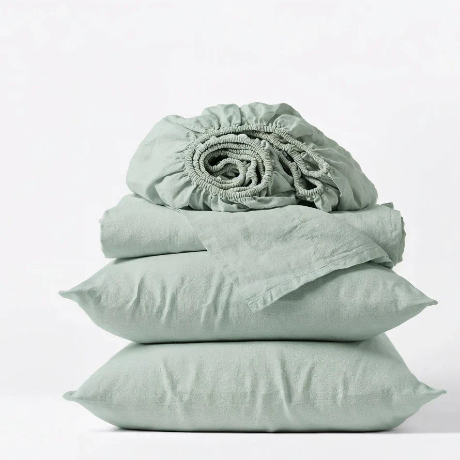 Organic Percale Sheet Set - Frosty Green